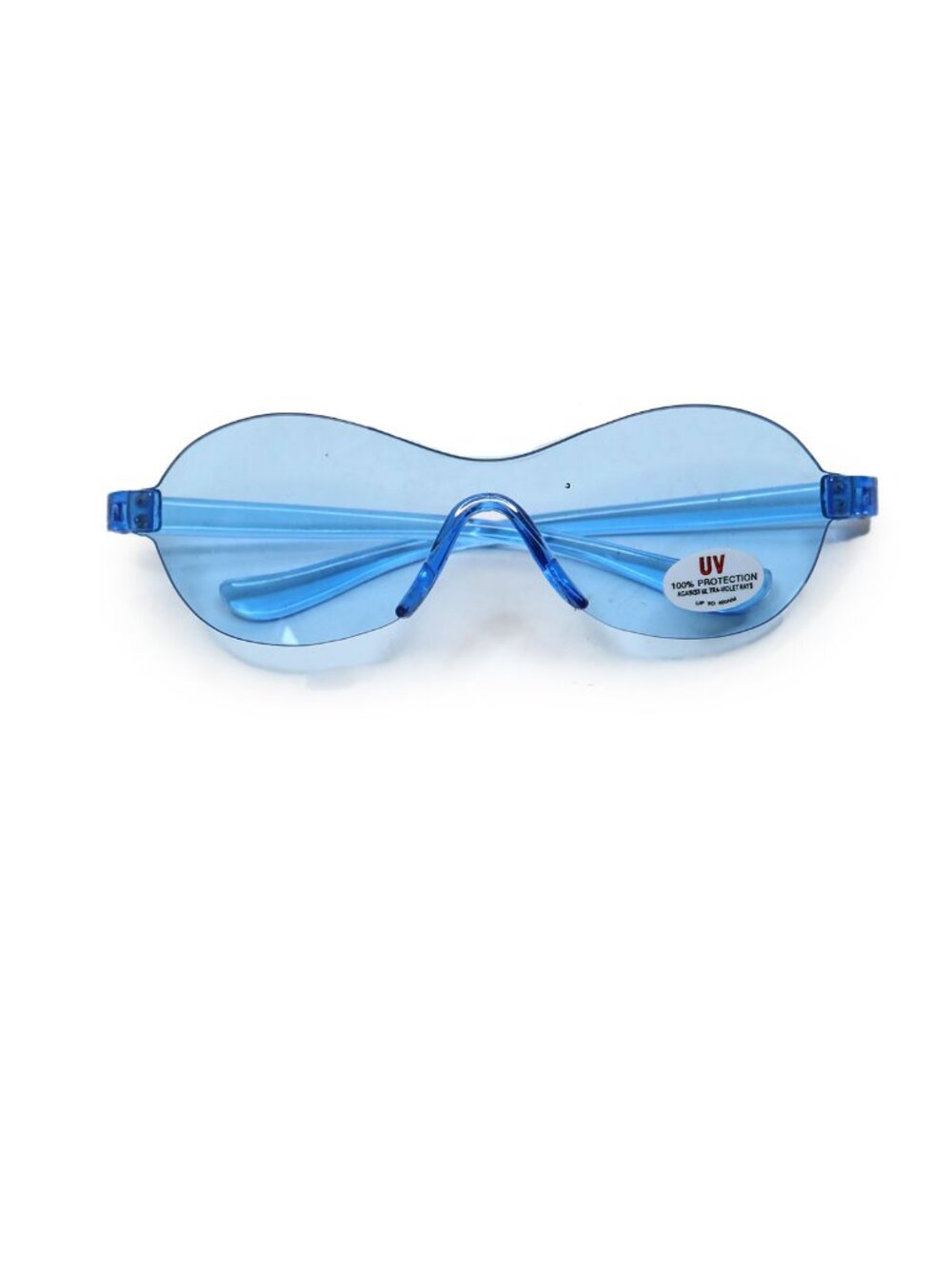 NWT Vintage After Thoughts Blue Rimless Shield Sunglasses 90s Y2K Rave Deadstock
